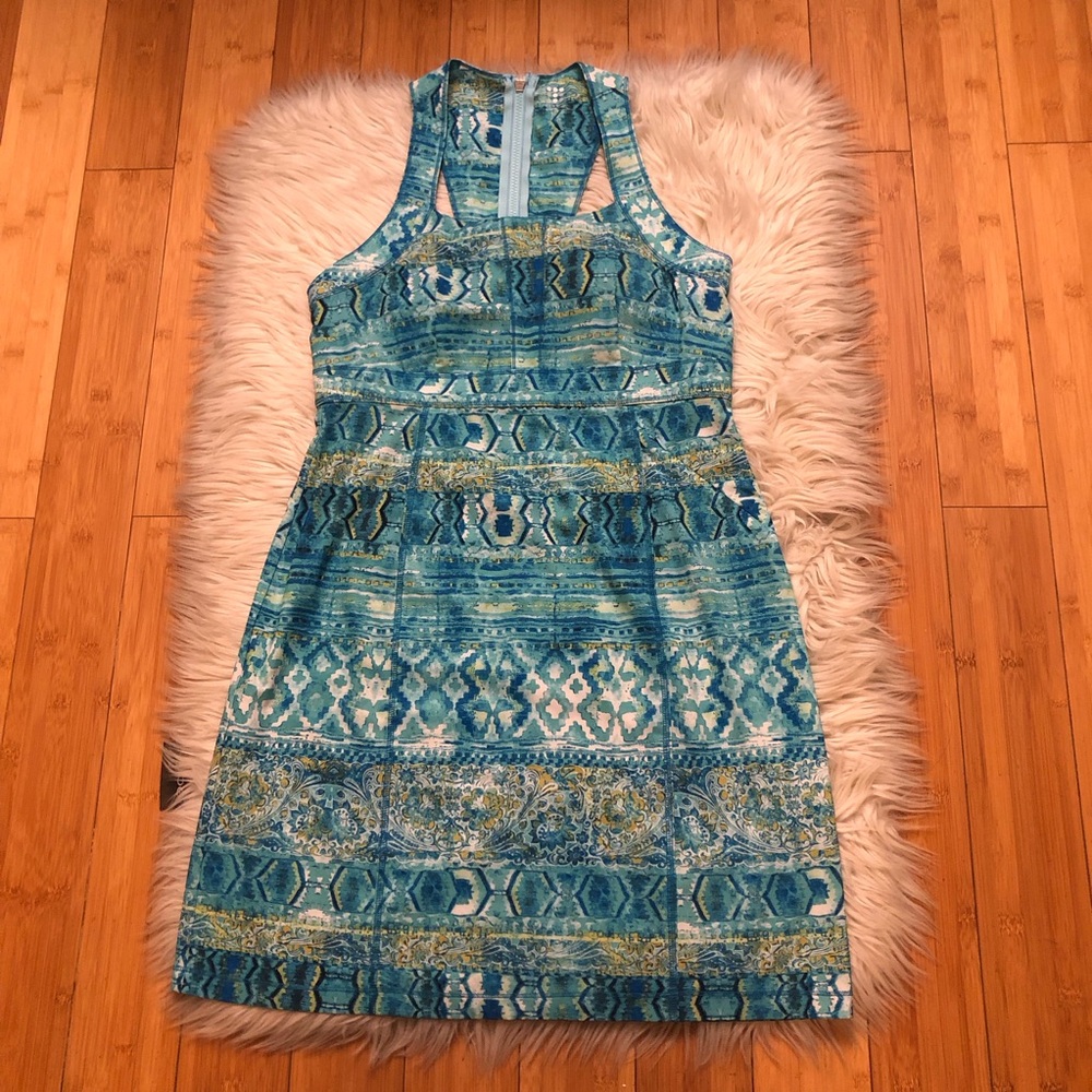 Title Nine Arabella Nimblene Dress Blue Geometric Athleisure Dress size 10